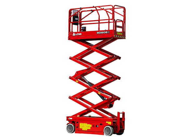nacelle ciseaux, deuxième génération, hauteur de service maximale 9,8 m, hauteur plate-forme montée 7,8 m, capacité de plate-forme 230 kg, rallonge de plate-forme 0,9 m, grande polyvalence, usage intérieur extérieur, système hydraulique fiable, productivité optimisée, batterie lithium optionnelle, maintenance simplifiée, plus sûre, travaux en hauteur, solution sécurisée, remplacement échelles échafaudages, alternative rentable.