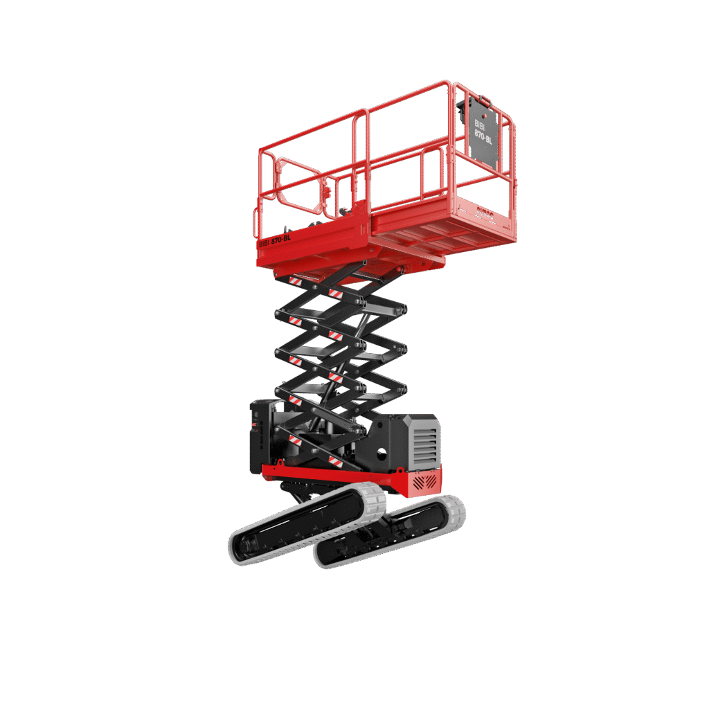 ciseaux 8m essence chenilles plateforme ciseaux 8m essence, nacelle chenilles 8m, mini nacelle essence Honda, ciseaux autonivelant chenilles, travail hauteur pente, nacelle compacte bi-nivellement, ciseaux terrain difficile, nacelle 250 kg 2 opérateurs