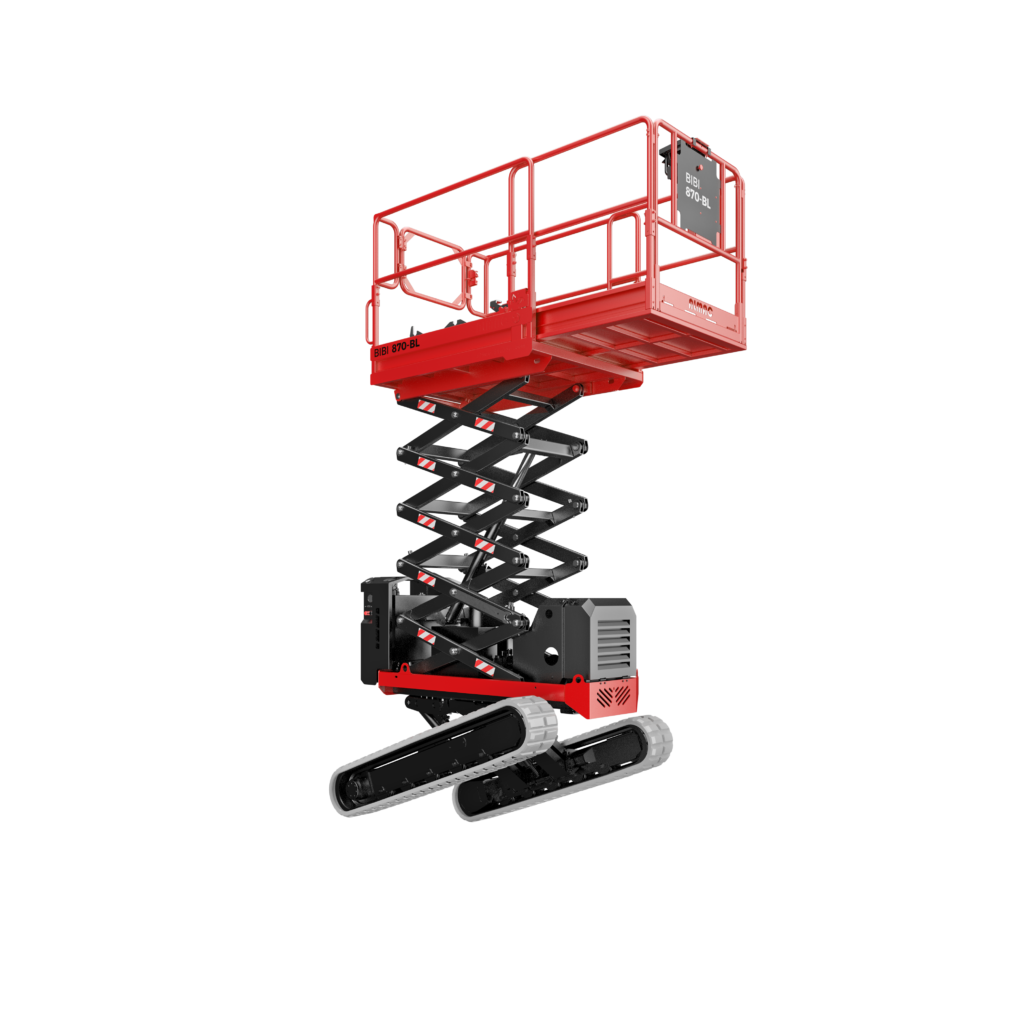 nacelle ciseaux 8m diesel chenilles, plateforme élévatrice chenilles diesel, mini nacelle chantier Kubota, ciseaux autonivelant 8m, nacelle compacte pente, nacelle 250 kg 2 opérateurs, ciseaux diesel Kubota Z482, nacelle chenilles terrain incliné