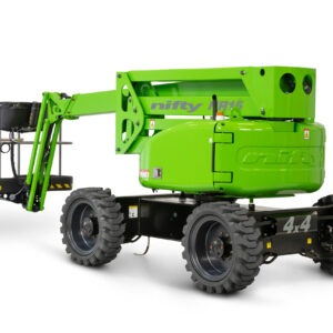 Nacelle 15m HR15 4x4, hybride ou diesel, tout-terrain, portée 9,4 m, sécurisée avec SiOPS®, idéale pour chantiers exigeants et terrains difficiles.