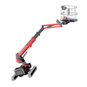 JIBBI 1250 LTH – Nacelle 12m sur chenilles, électrique lithium 300Ah, portée 7m, auto-nivellement jusqu’à 25°, compacte, zéro émission, usage intérieur/extérieur.
