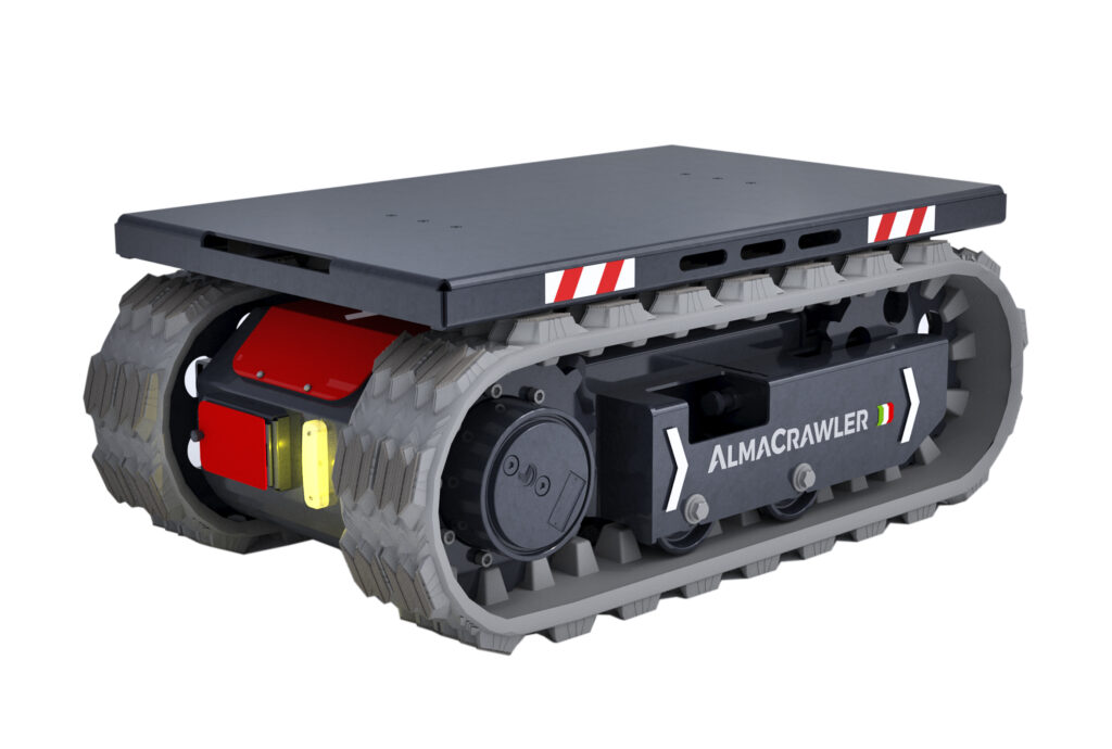 Multi Loader 1.5 FX – Transporteur sur chenilles 1.5t électrique Almacrawler, capacité 1500 kg, compact et maniable, idéal pour la manutention sur terrains difficiles.