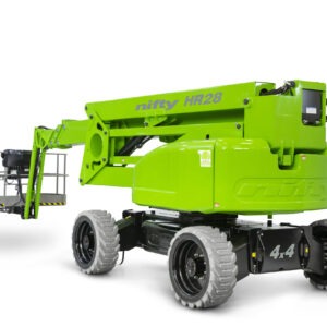 HR28 Hybride 4x4, nacelle 28m automotrice hybride 28 m, 4 roues motrices, portée 19 m, SiOPS®, Niftylink®, rotation 360°, mode électrique et diesel, maniabilité exceptionnelle, performance écologique, transport économique.
