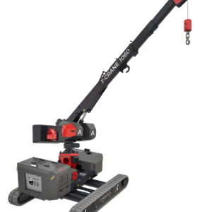 Mini-grue mobile chenilles 1t T-Crane 1060 LTH, 100 % électrique, capacité 990 kg, idéale pour levage en intérieur, terrains accidentés ou chantiers compacts.