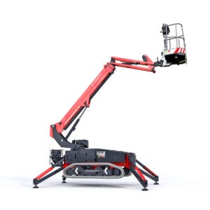 nacelle chenilles 15m stabilisateurs, plateforme élévatrice 15m automatique, nacelle compacte chantier pente, nacelle stabilisée 230 kg, nacelle Honda iGX390 15m, spiderboom terrain difficile