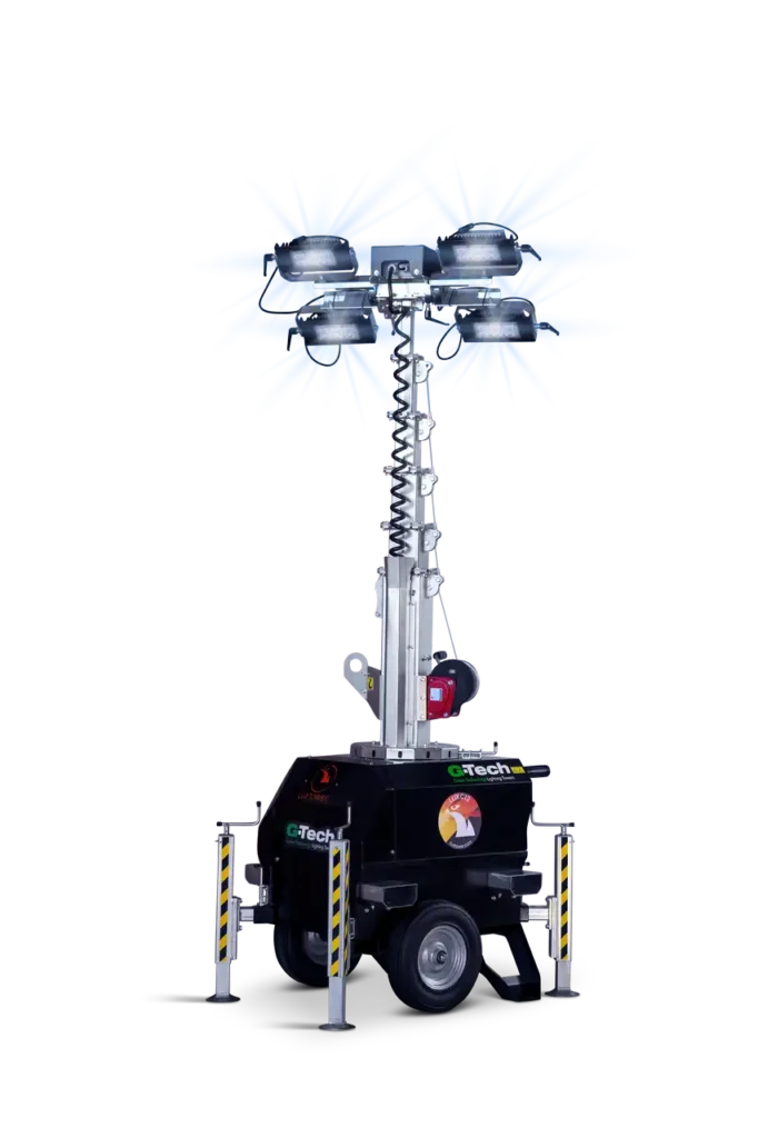 Mât d’éclairage LED chantier Luxtower C12 compact, puissant et stable pour éclairage professionnel extérieur