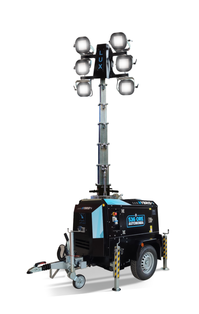 Mat d'éclairage 8m hybride LED mobile puissant et silencieux